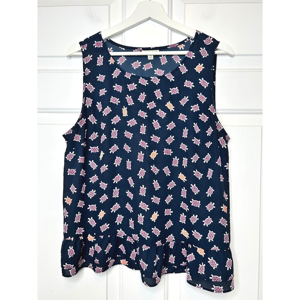 Maison‎ Jules Turtle Print Sleeveless Blouse Top XL